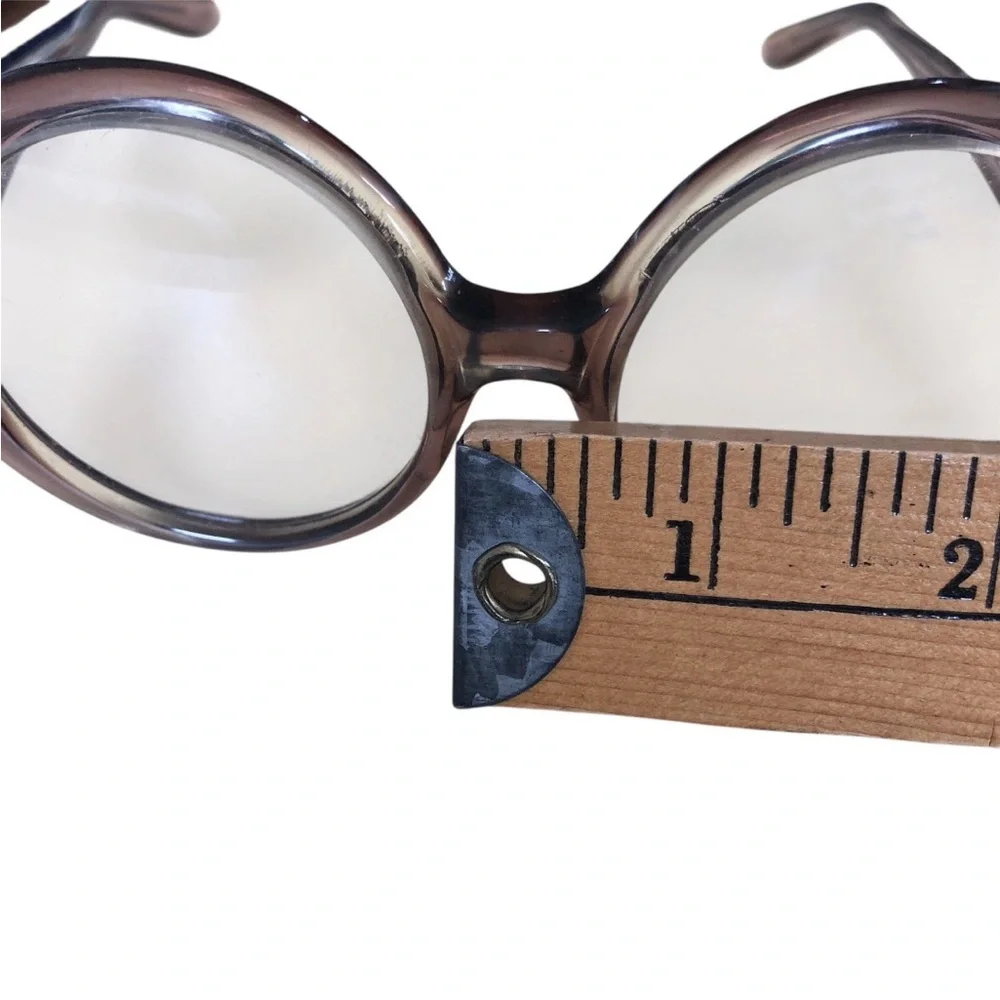 Vintage Round Plastic Framed Eyeglasses France Mod Geek Bookworm Costume 50 20
